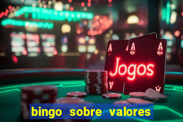 bingo sobre valores para imprimir